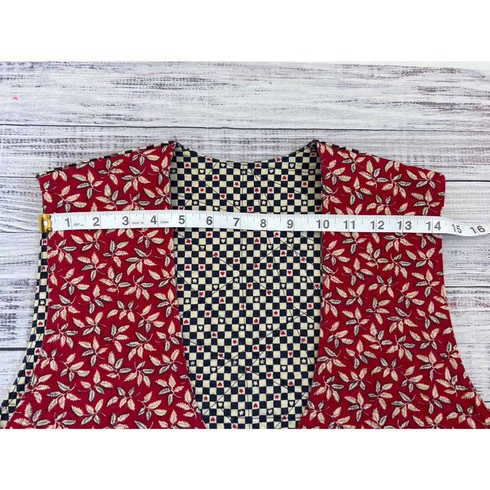 Reversible Quilted VTG‎ Vest Country Check Red Floral Hearts Stars Cottage - Picture 6 of 6